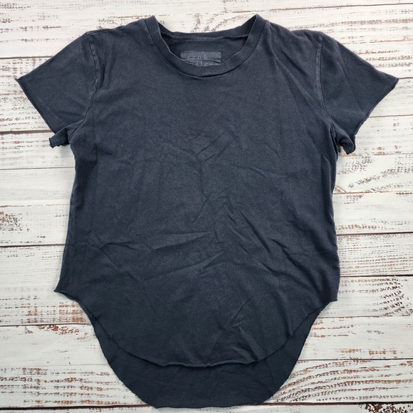 Frank & Eileen Tops - Frank & Eileen Theo Perfect Tee Women L Black Cotton Raw Hem Made USA